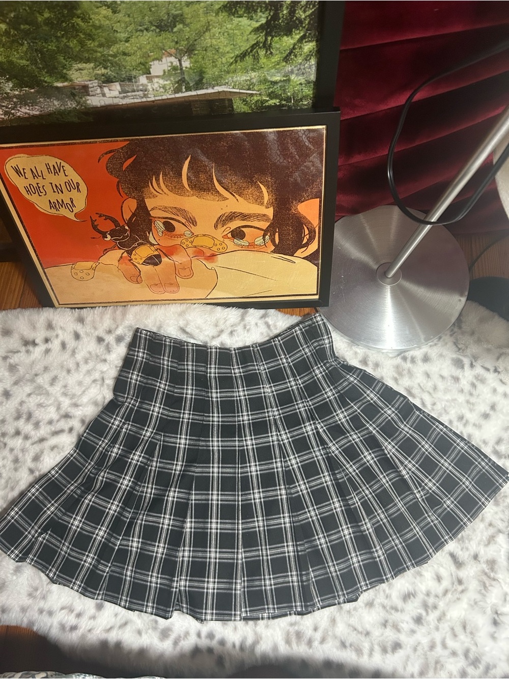 Dark Academia Plaid Pleated Mini Skirt – Y2K Grunge Aesthetic | Navy/White Tarta